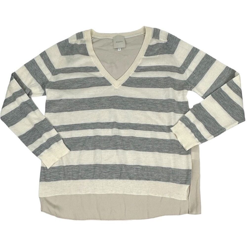 Mason V-Neck Cashmere Silk Sweater Size Large